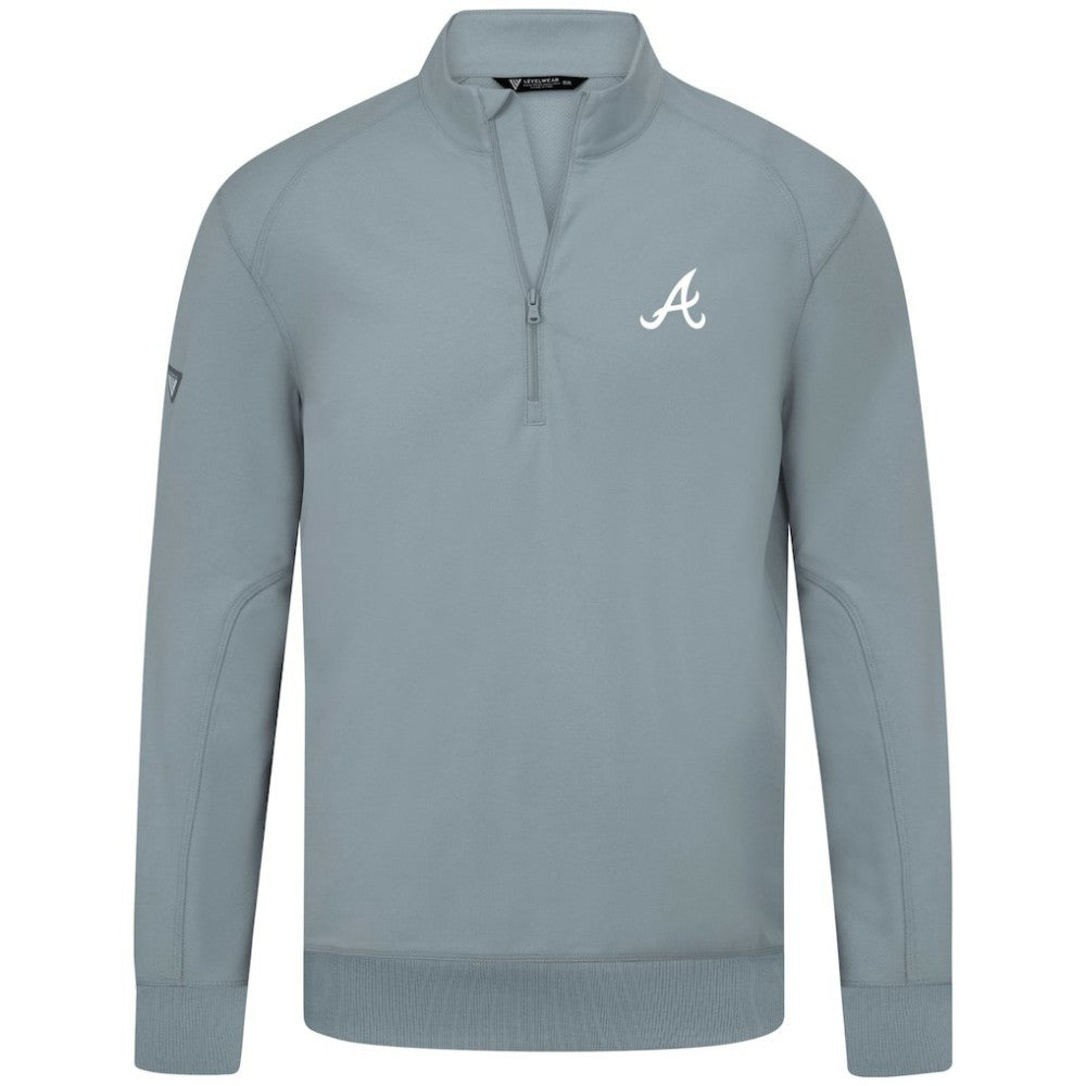 Atlanta Braves Levelwear Upright Insignia Tri-Blend Quarter-Zip Pullover - Gray Pullover