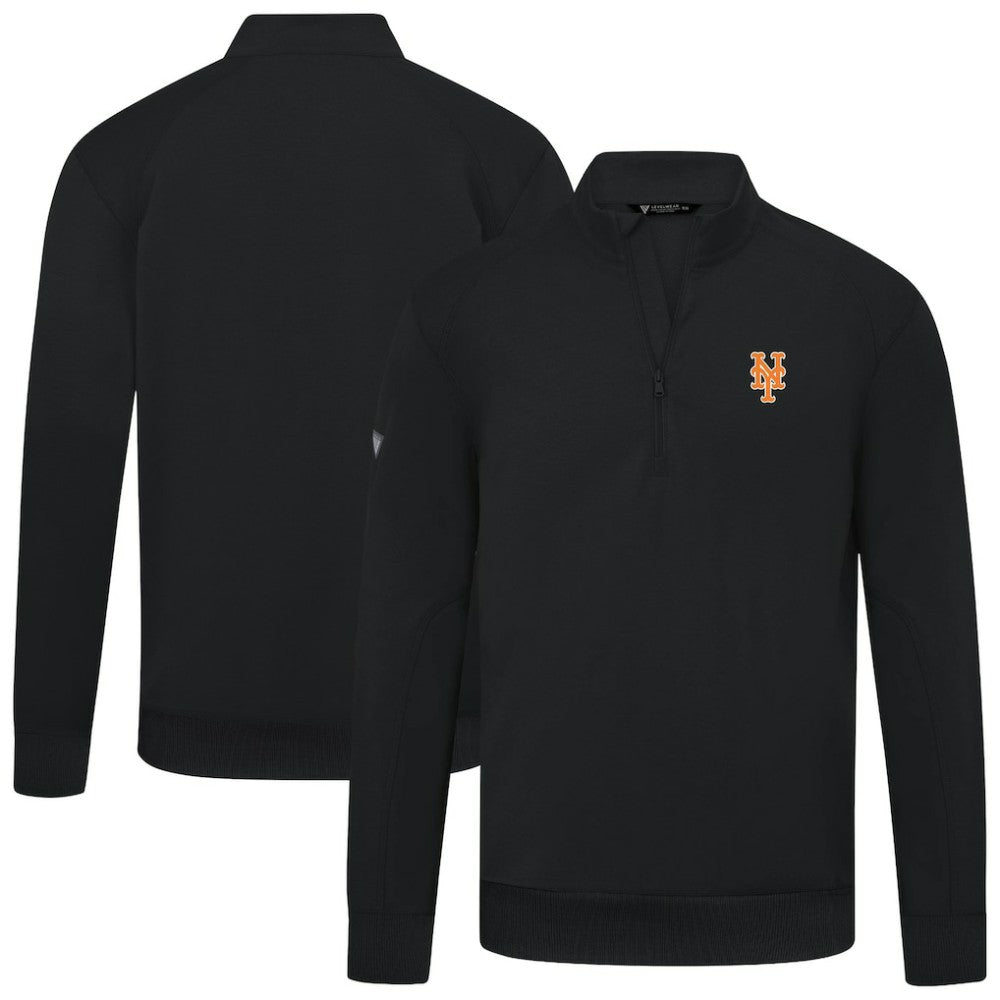 New York Mets Levelwear Upright Insignia Tri-Blend Quarter-Zip Pullover - Black Pullover