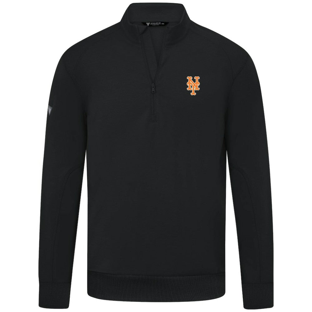 New York Mets Levelwear Upright Insignia Tri-Blend Quarter-Zip Pullover - Black Pullover