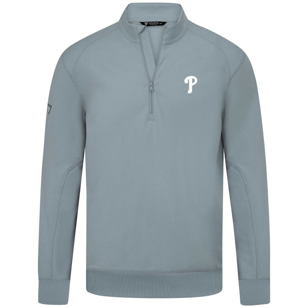 Philadelphia Phillies Levelwear Upright Insignia Tri-Blend Quarter-Zip Pullover - Gray Pullover