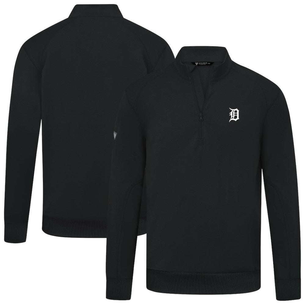 Detroit Tigers Levelwear Upright Insignia Tri-Blend Quarter-Zip Pullover - Black Pullover