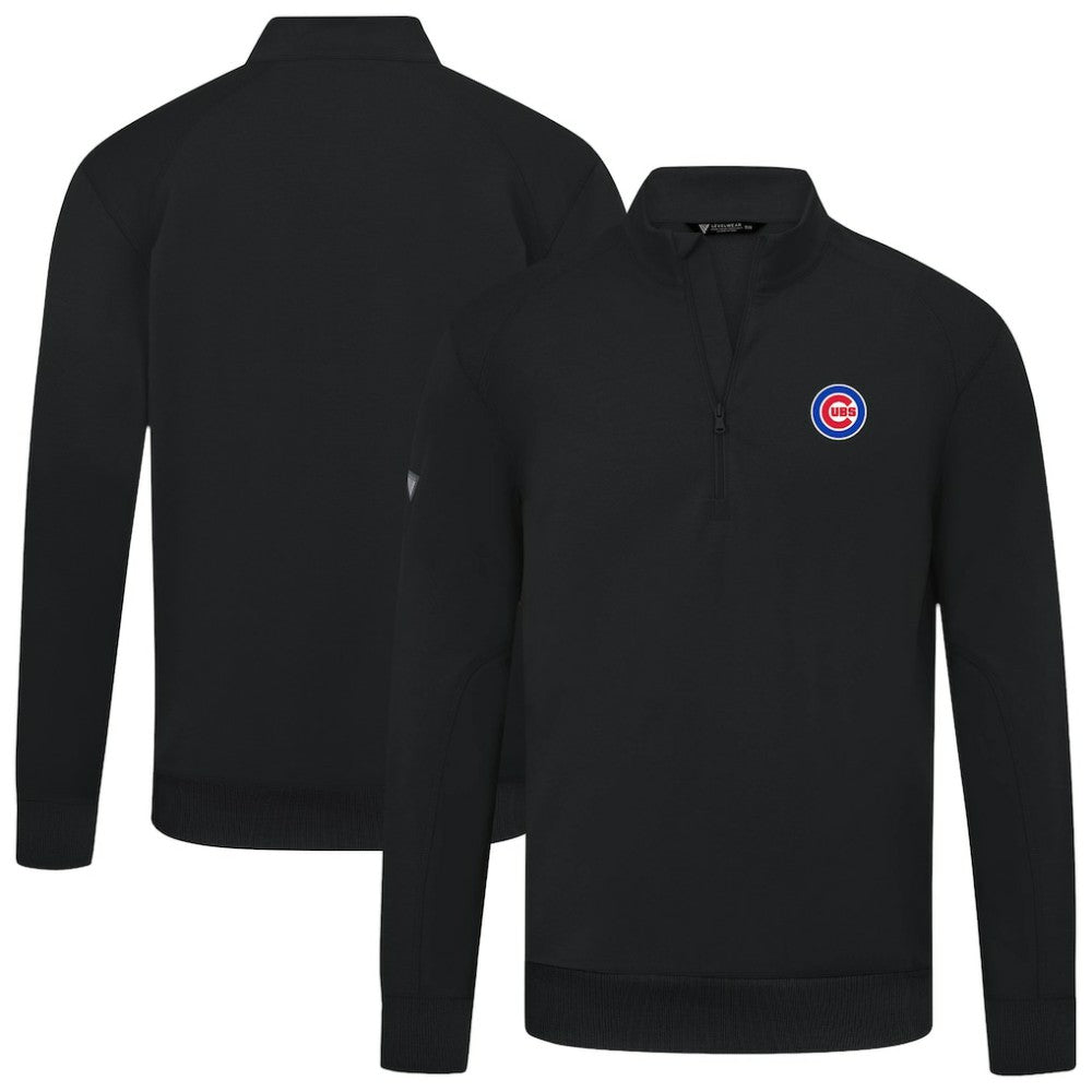Chicago Cubs Levelwear Upright Insignia Tri-Blend Quarter-Zip Pullover - Black Pullover