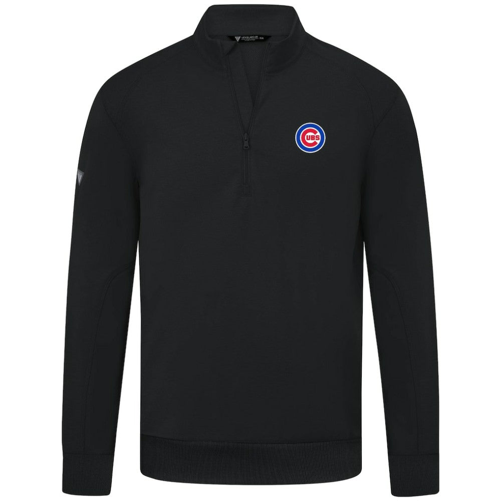 Chicago Cubs Levelwear Upright Insignia Tri-Blend Quarter-Zip Pullover - Black Pullover