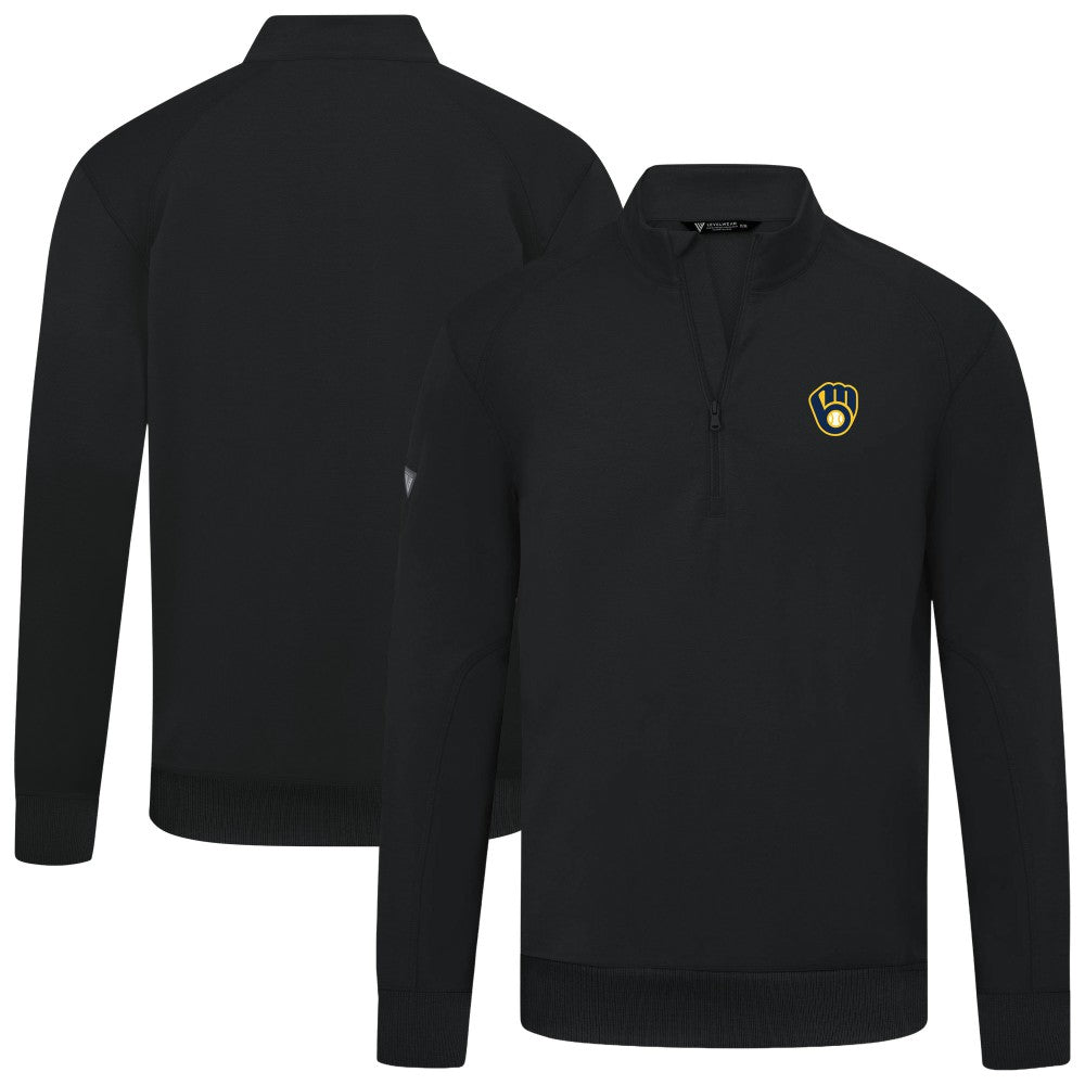 Milwaukee Brewers Levelwear Upright Insignia Tri-Blend Quarter-Zip Pullover - Black Pullover