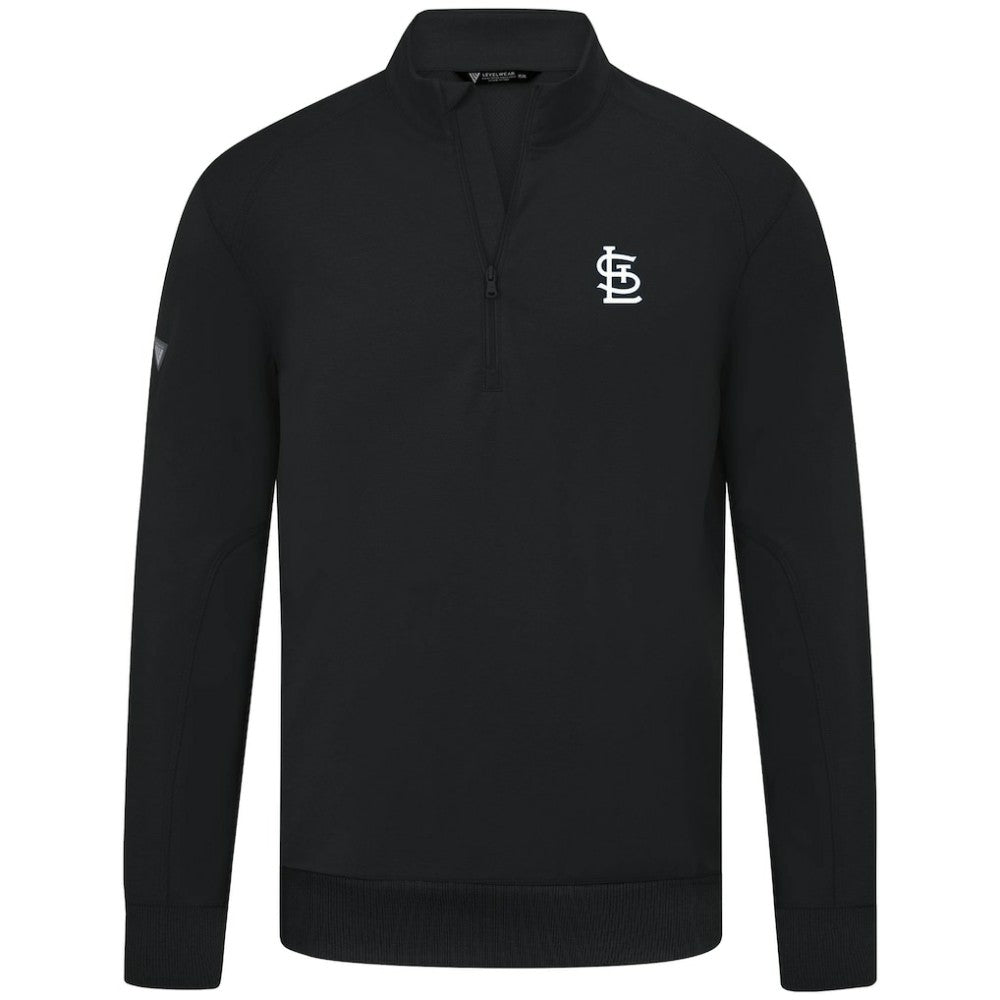 St. Louis Cardinals Levelwear Upright Insignia Tri-Blend Quarter-Zip Pullover - Black Pullover
