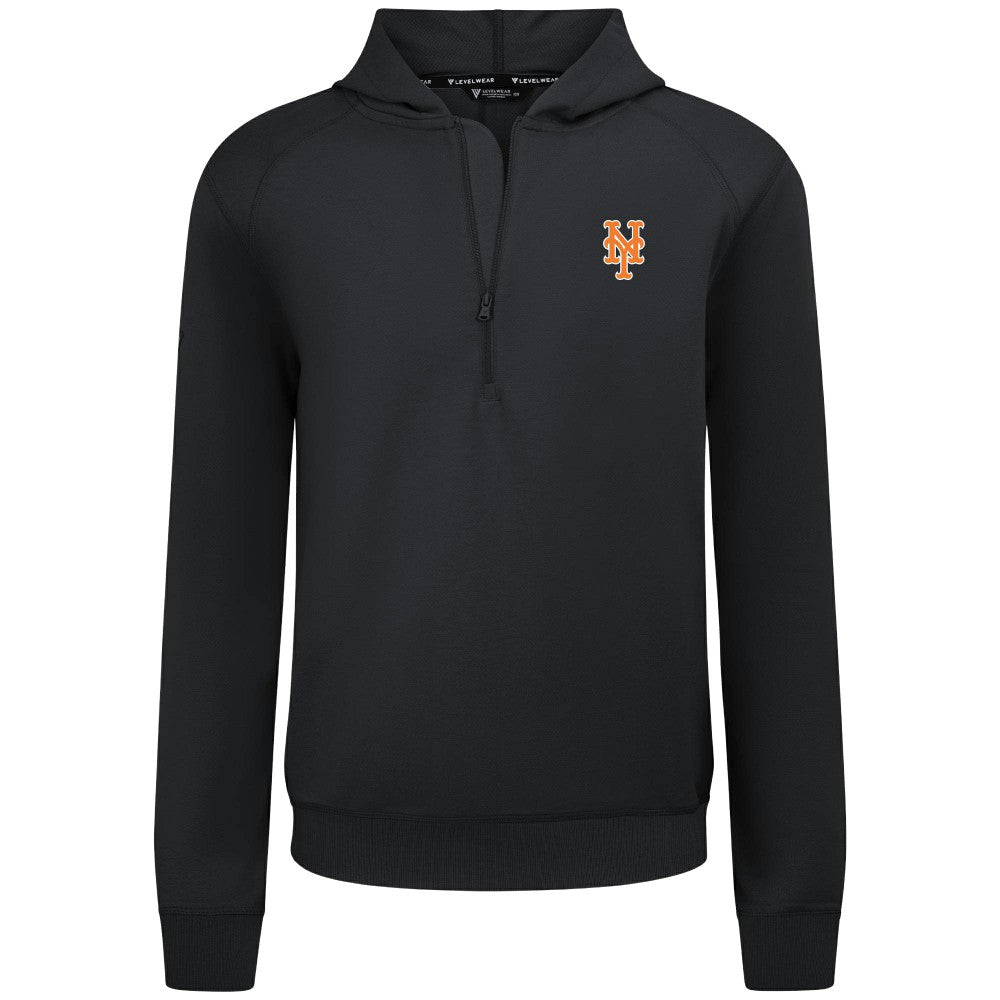 New York Mets Levelwear Technic Insignia Quarter-Zip Hoodie - Black Hoodies