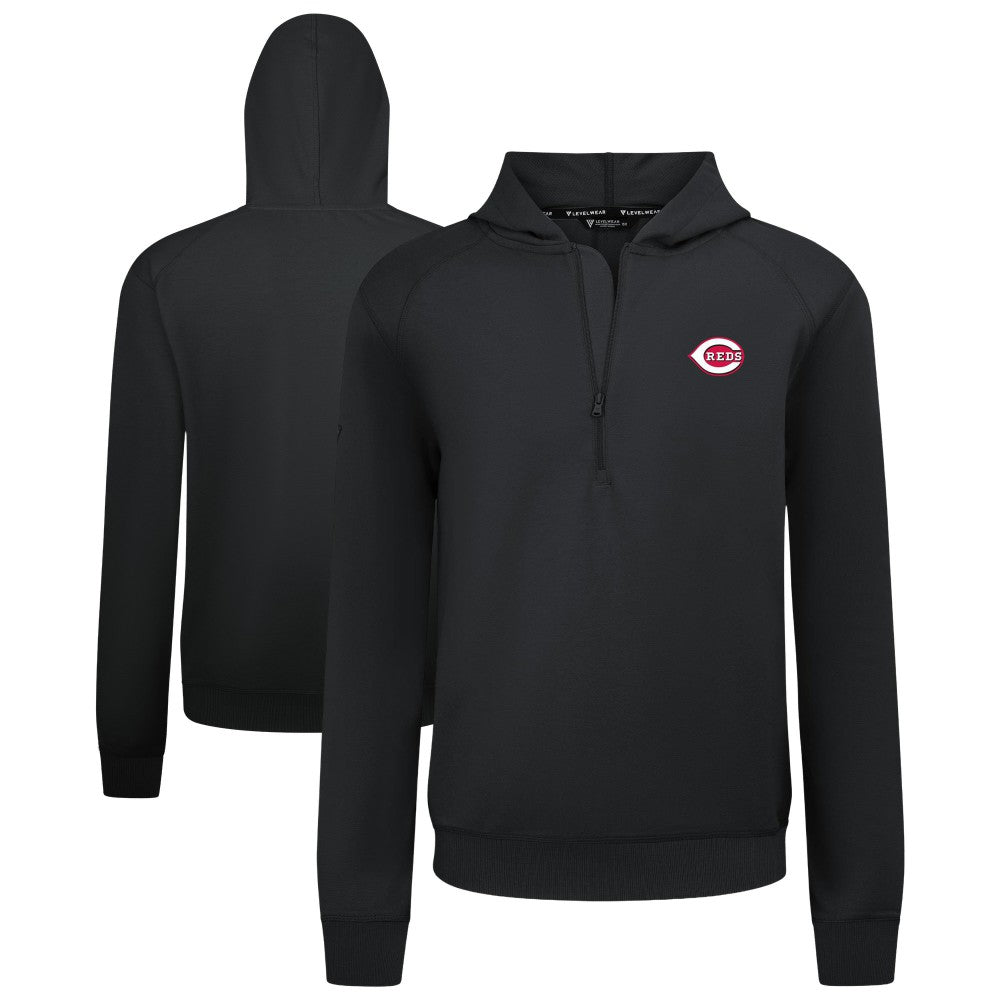 Cincinnati Reds Levelwear Technic Insignia Quarter-Zip Hoodie - Black Hoodies