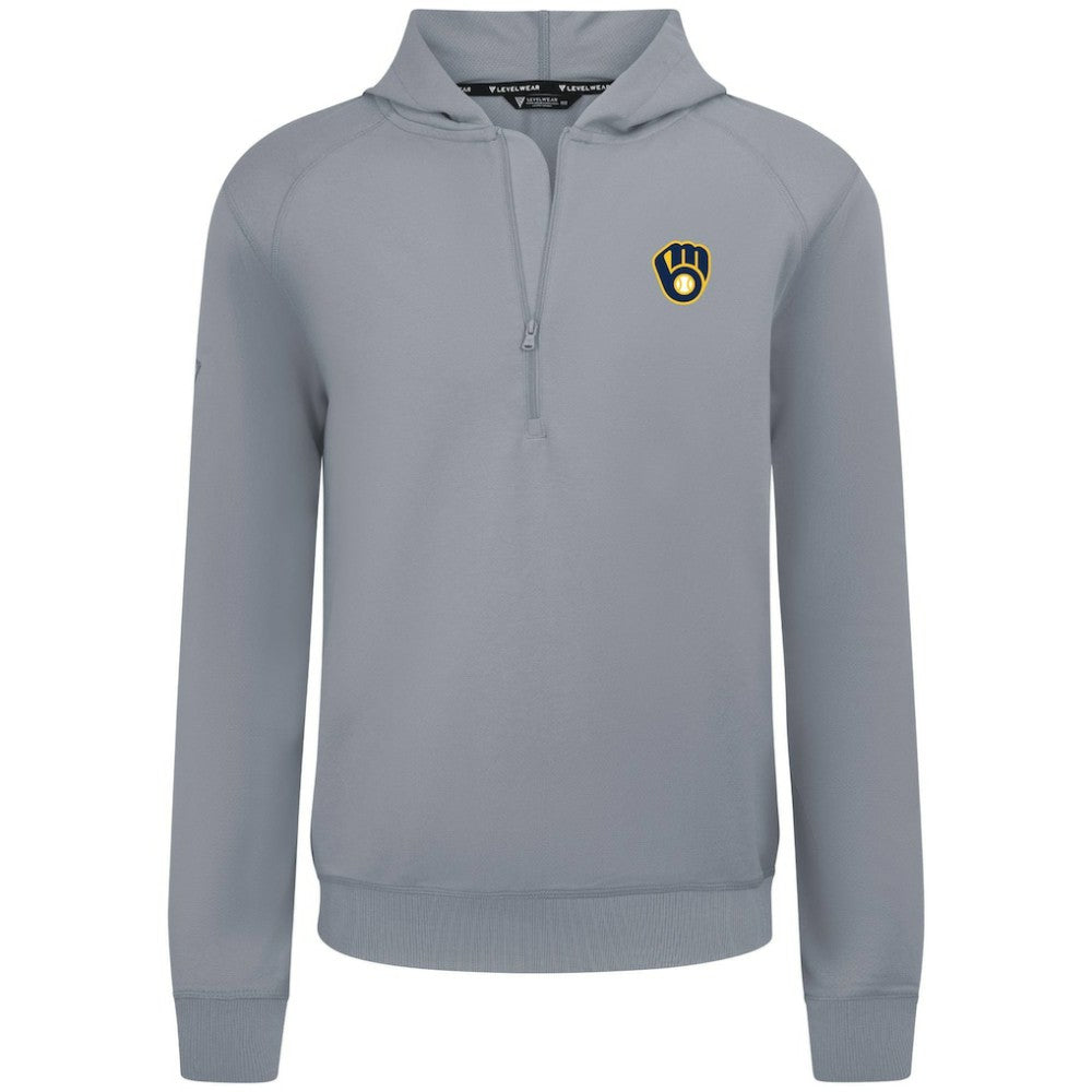 Milwaukee Brewers Levelwear Technic Insignia Quarter-Zip Hoodie - Gray Hoodies
