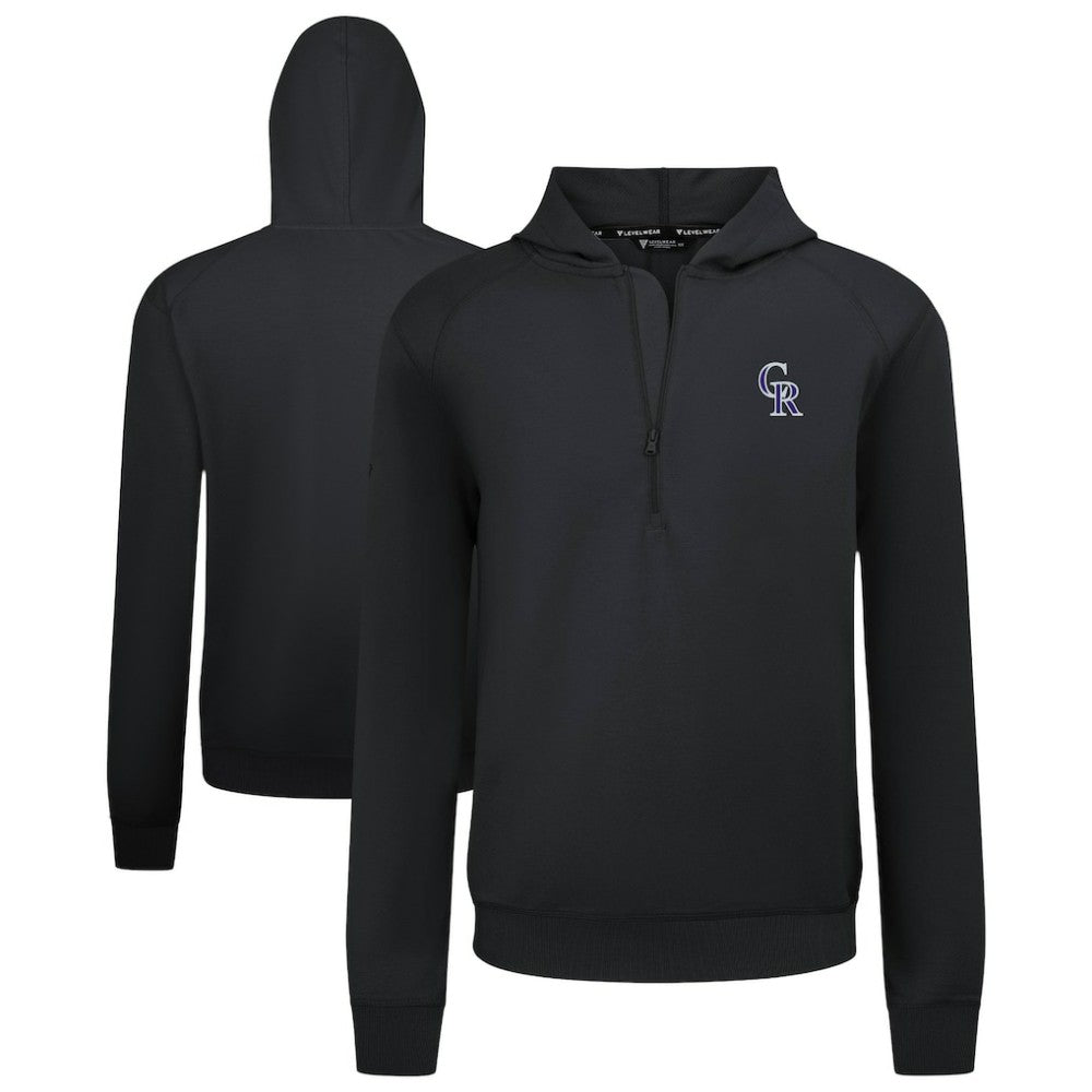 Colorado Rockies Levelwear Technic Insignia Quarter-Zip Hoodie - Black Hoodies