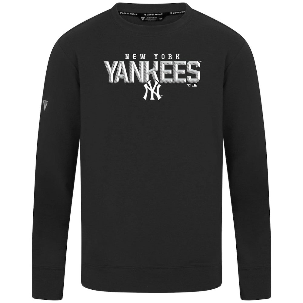New York Yankees Levelwear Mandate Carve Tri-Blend Sweatshirt - Black Sweatshirts