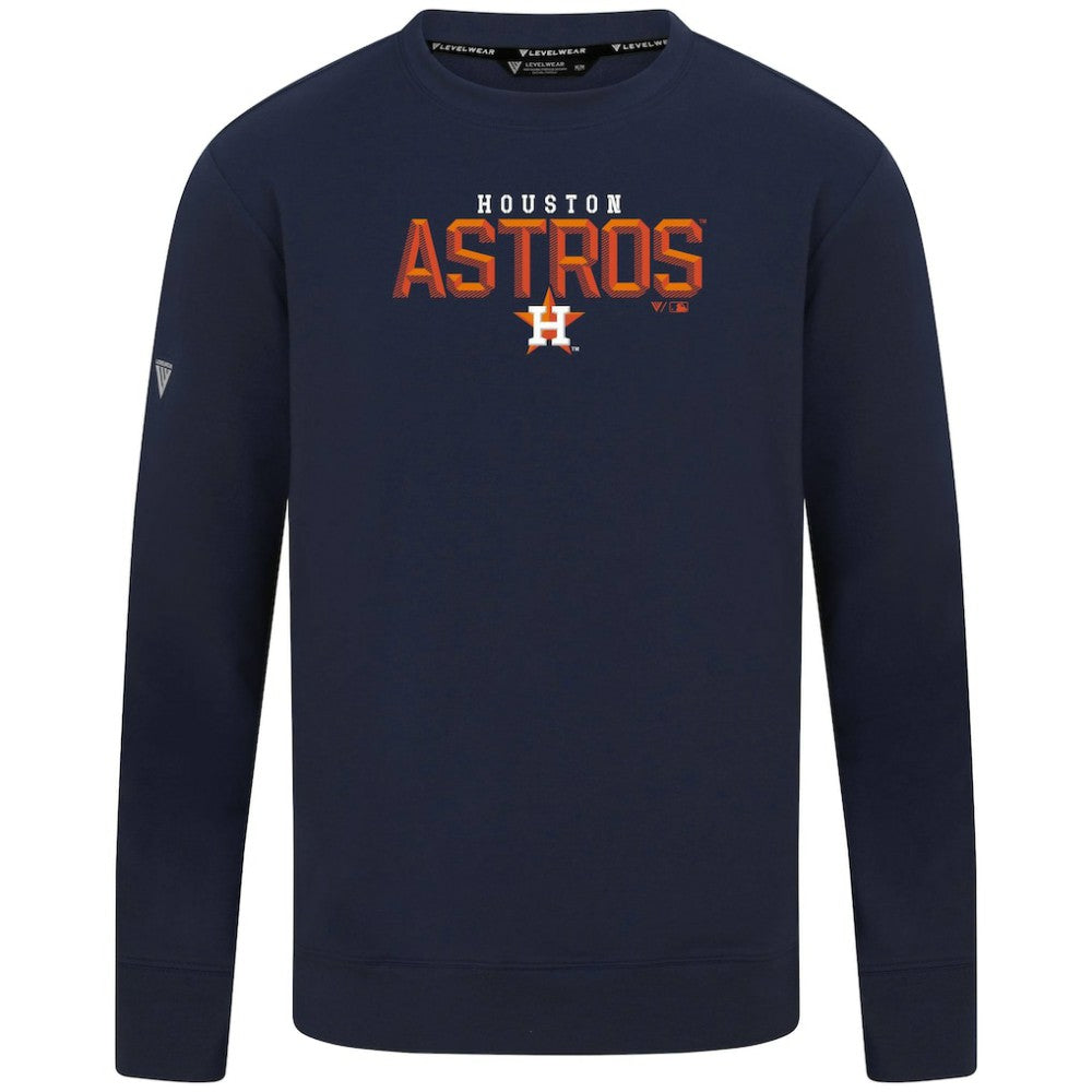Houston Astros Levelwear Mandate Carve Tri-Blend Sweatshirt - Navy Sweatshirts