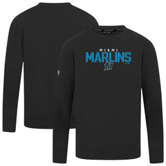 Miami Marlins Levelwear Mandate Carve Tri-Blend Sweatshirt - Black Sweatshirts