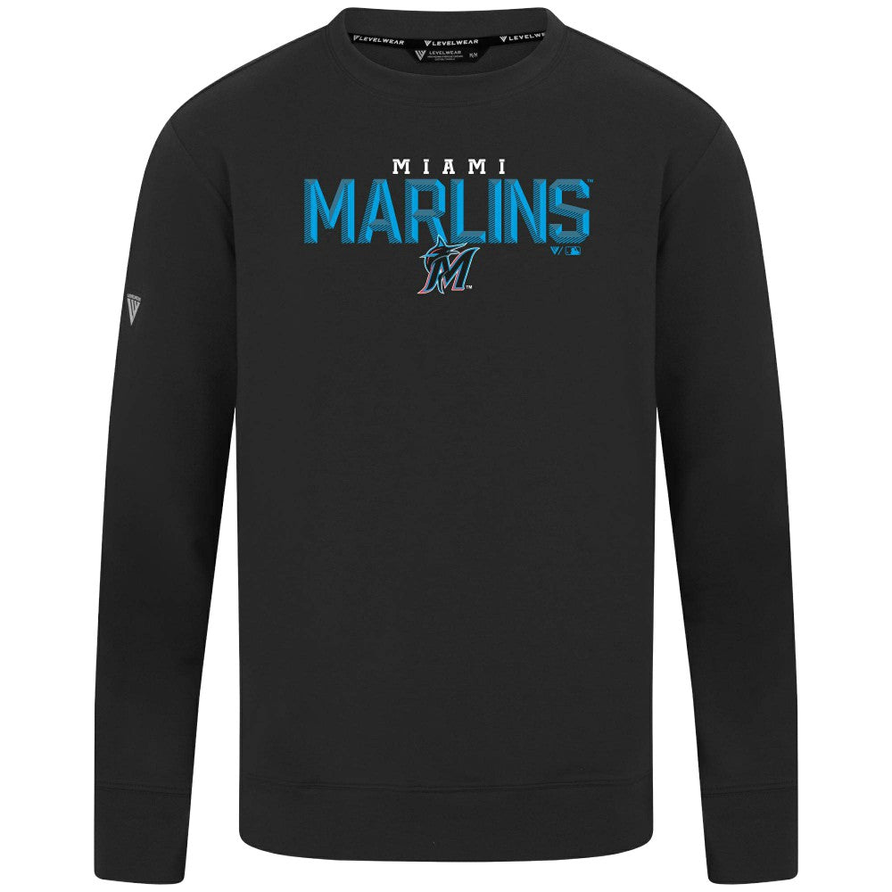 Miami Marlins Levelwear Mandate Carve Tri-Blend Sweatshirt - Black Sweatshirts