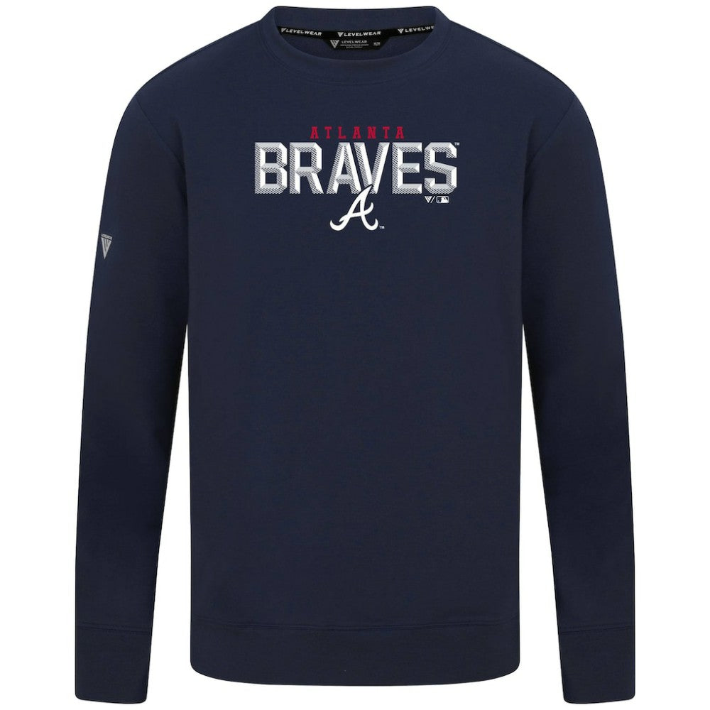 Atlanta Braves Levelwear Mandate Carve Tri-Blend Sweatshirt - Navy Sweatshirts