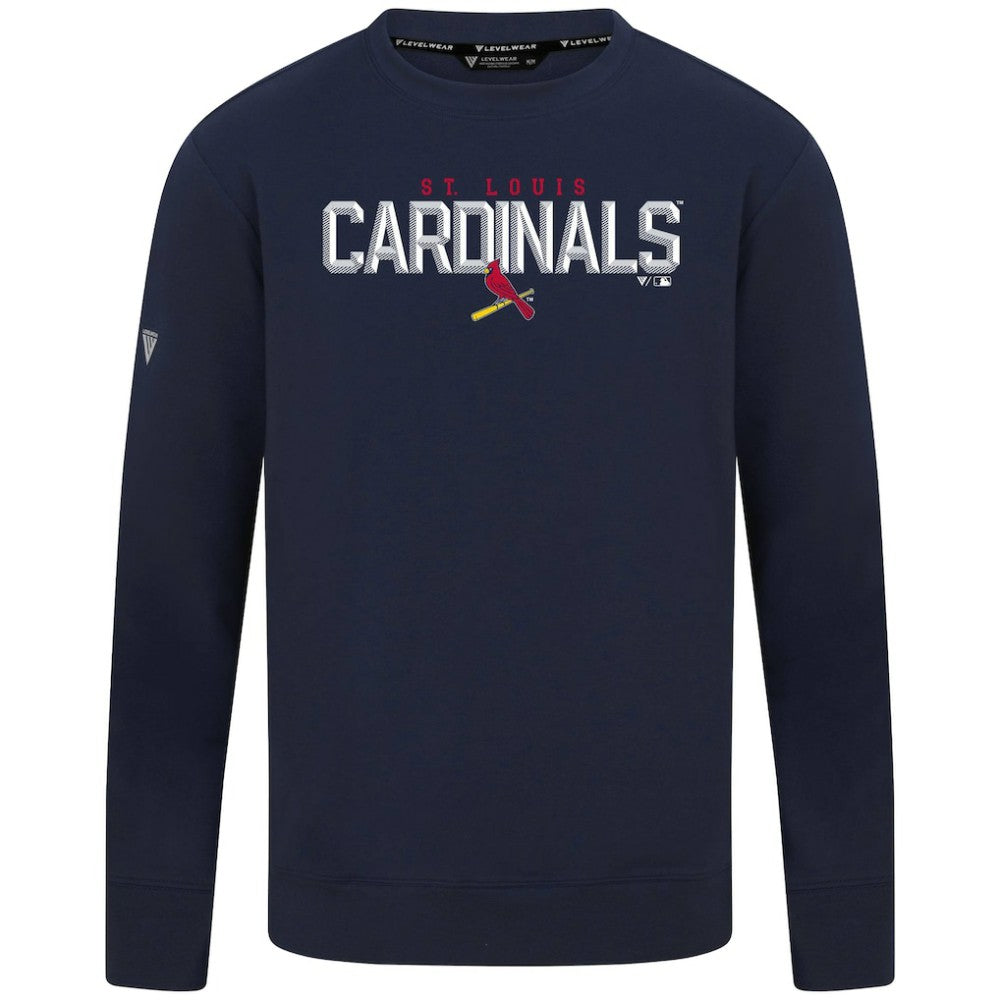 St. Louis Cardinals Levelwear Mandate Carve Tri-Blend Sweatshirt - Navy Sweatshirts