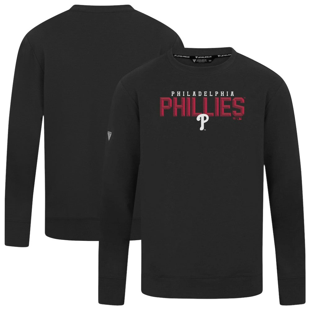 Philadelphia Phillies Levelwear Mandate Carve Tri-Blend Sweatshirt - Black Sweatshirts