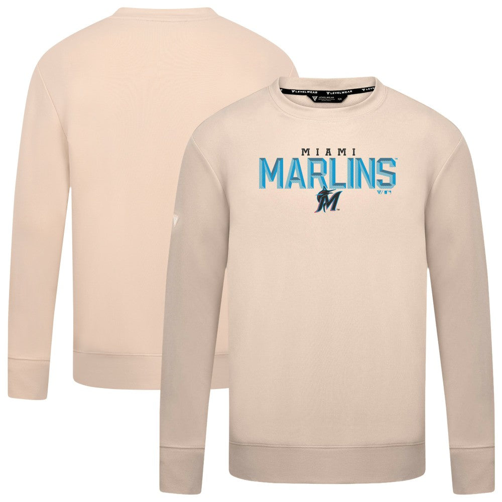 Miami Marlins Levelwear Mandate Carve Tri-Blend Sweatshirt - Khaki Sweatshirts