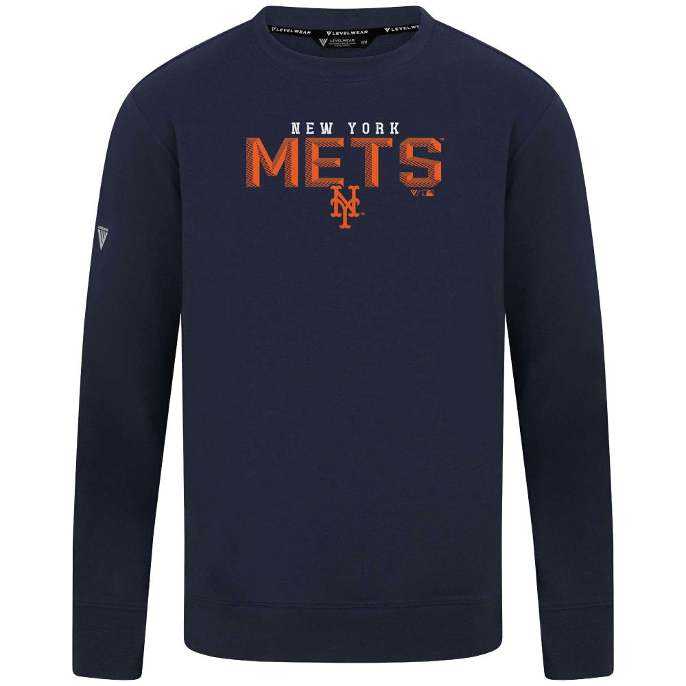 New York Mets Levelwear Mandate Carve Tri-Blend Sweatshirt - Navy Sweatshirts