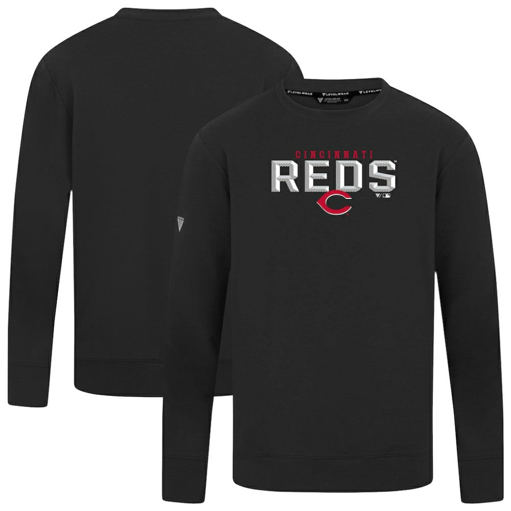 Cincinnati Reds Levelwear Mandate Carve Tri-Blend Sweatshirt - Black Sweatshirts
