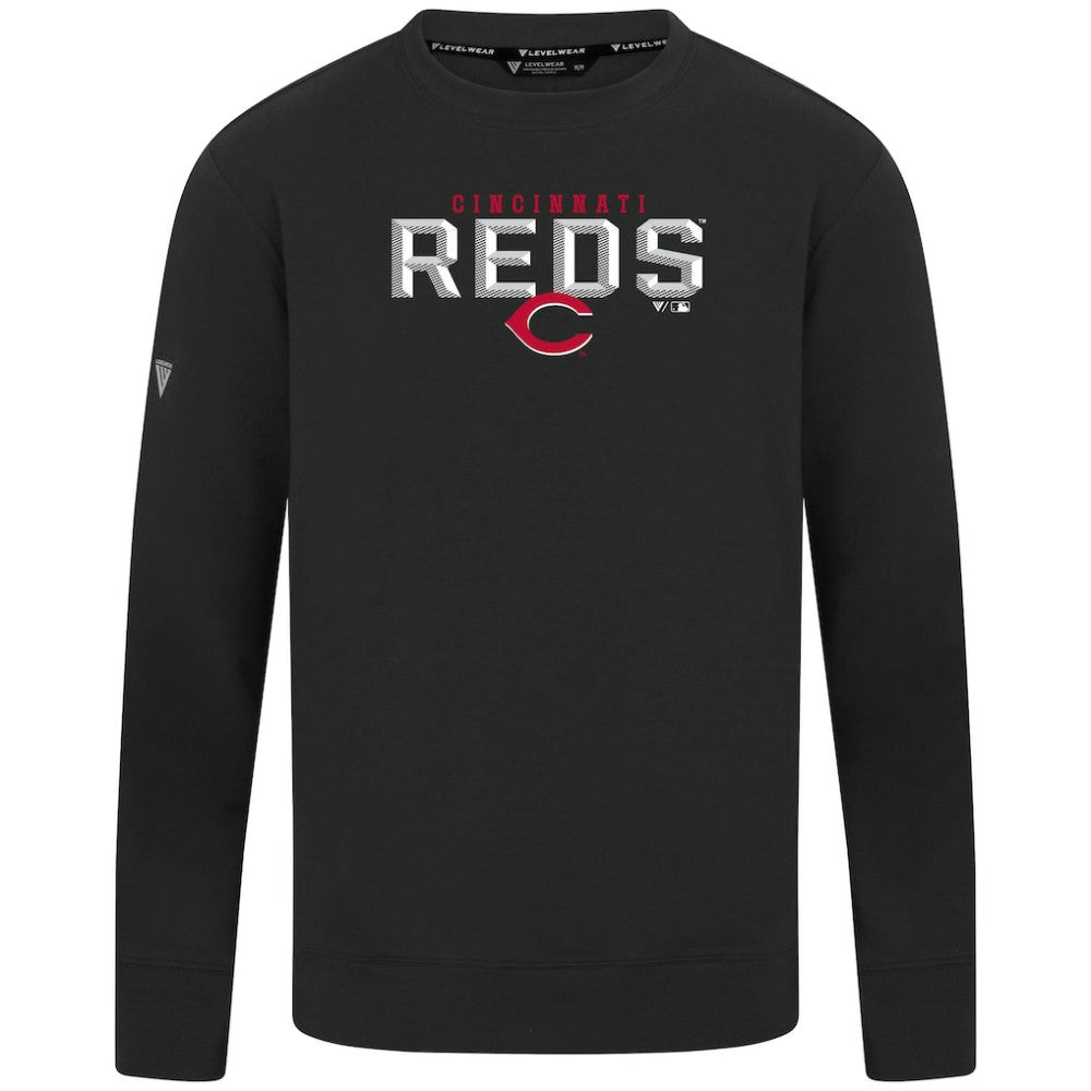 Cincinnati Reds Levelwear Mandate Carve Tri-Blend Sweatshirt - Black Sweatshirts