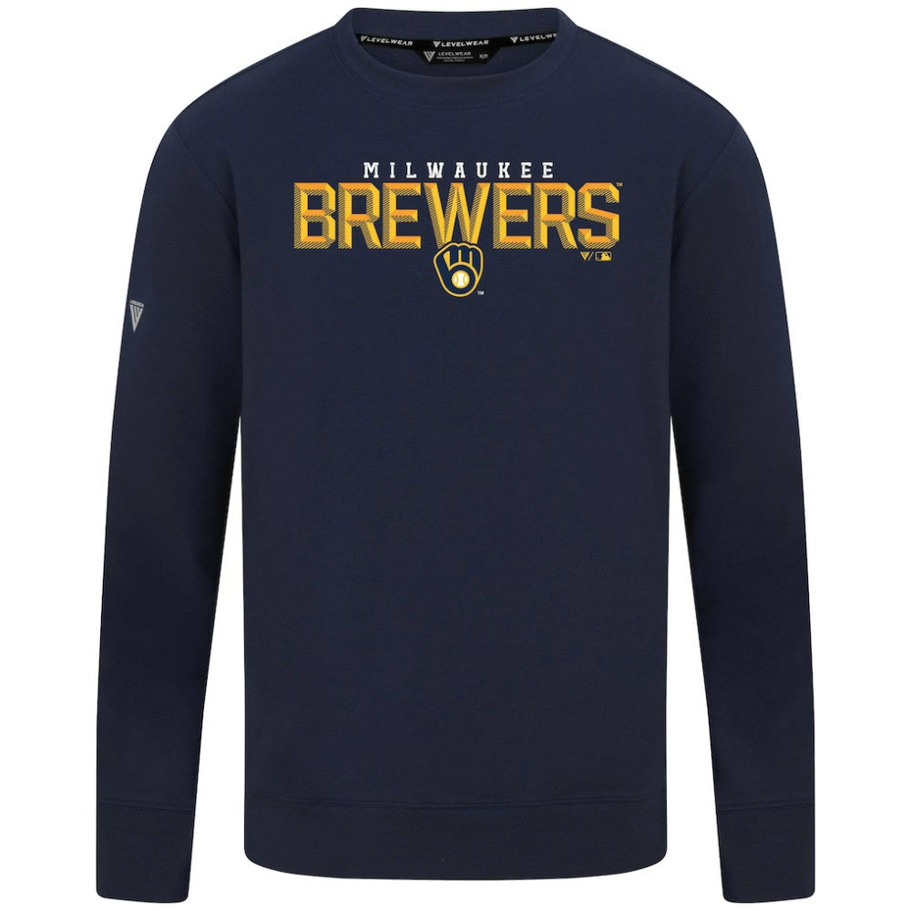 Milwaukee Brewers Levelwear Mandate Carve Tri-Blend Sweatshirt - Navy Sweatshirts