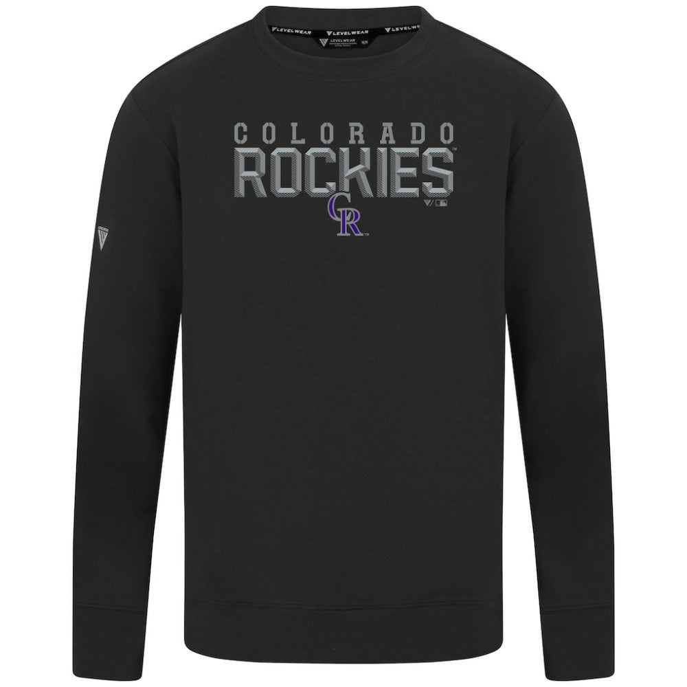 Colorado Rockies Levelwear Mandate Carve Tri-Blend Sweatshirt - Black Sweatshirts