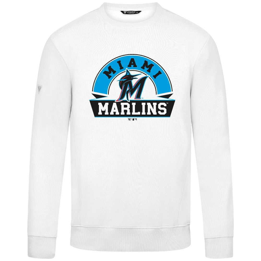 Miami Marlins Levelwear Zane Banner Arch Sweatshirt - White Sweatshirts