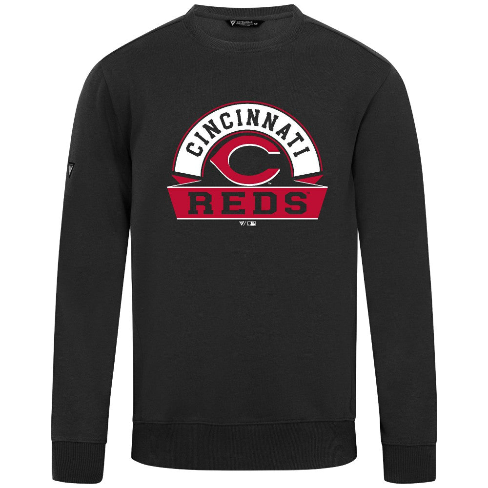 Cincinnati Reds Levelwear Zane Banner Arch Sweatshirt - Black Sweatshirts