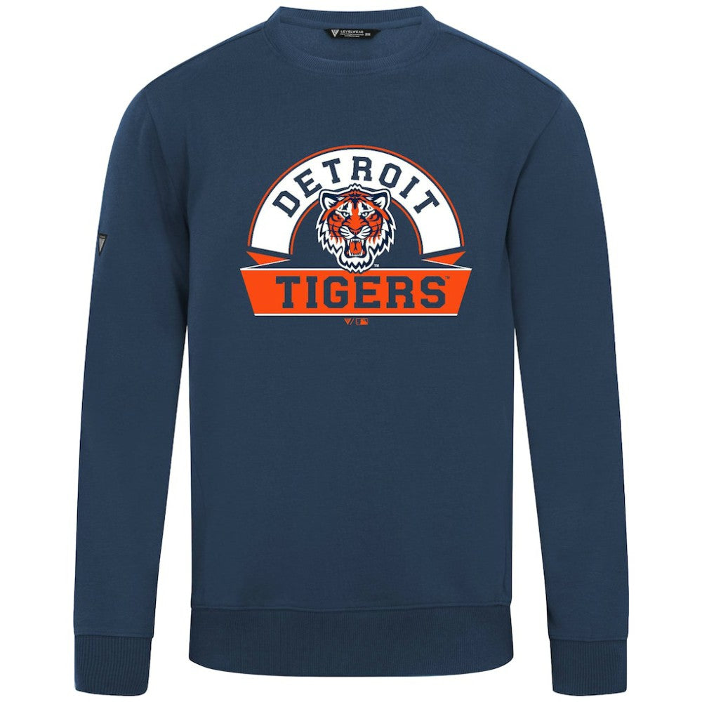 Detroit Tigers Levelwear Zane Banner Arch Sweatshirt - Navy Sweatshirts