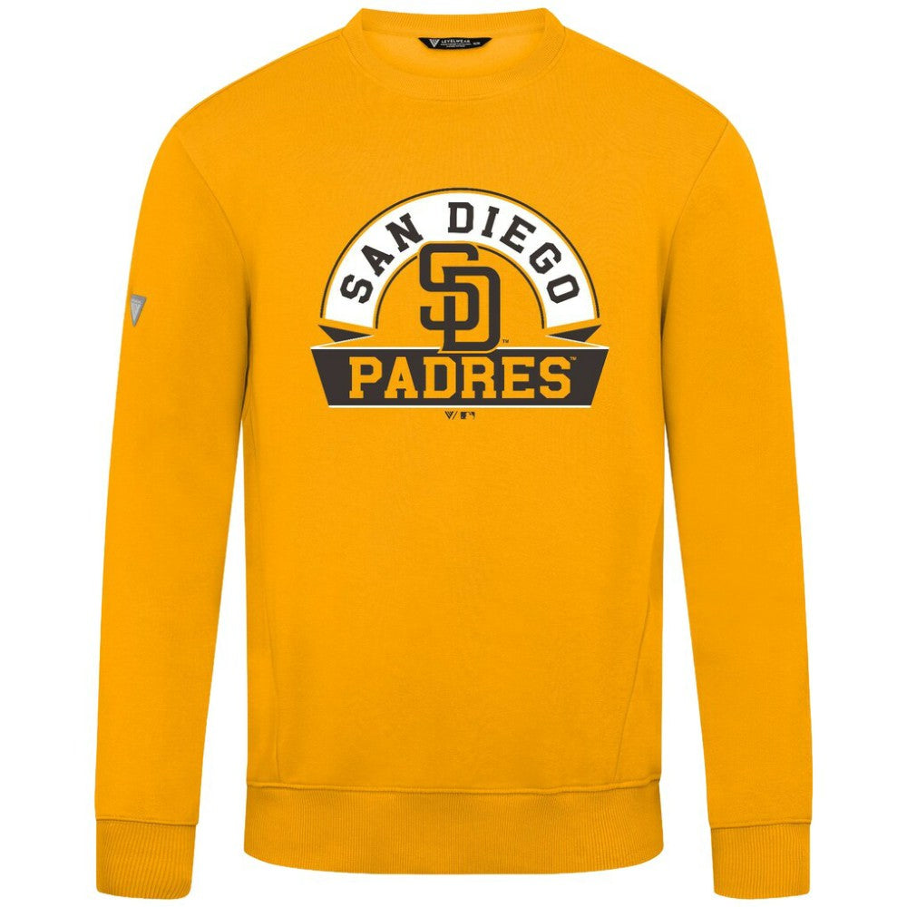 San Diego Padres Levelwear Zane Banner Arch Sweatshirt - Gold Sweatshirts