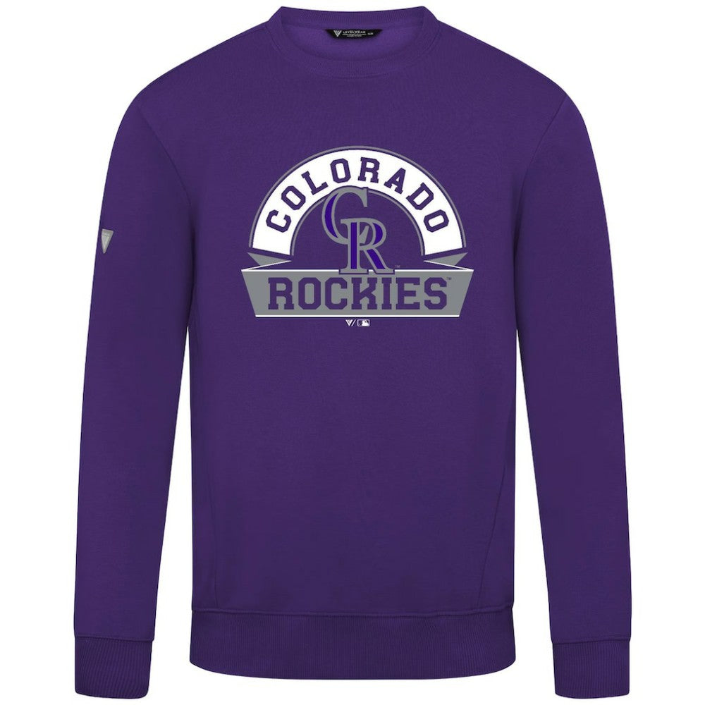 Colorado Rockies Levelwear Zane Banner Arch Sweatshirt - Purple Sweatshirts