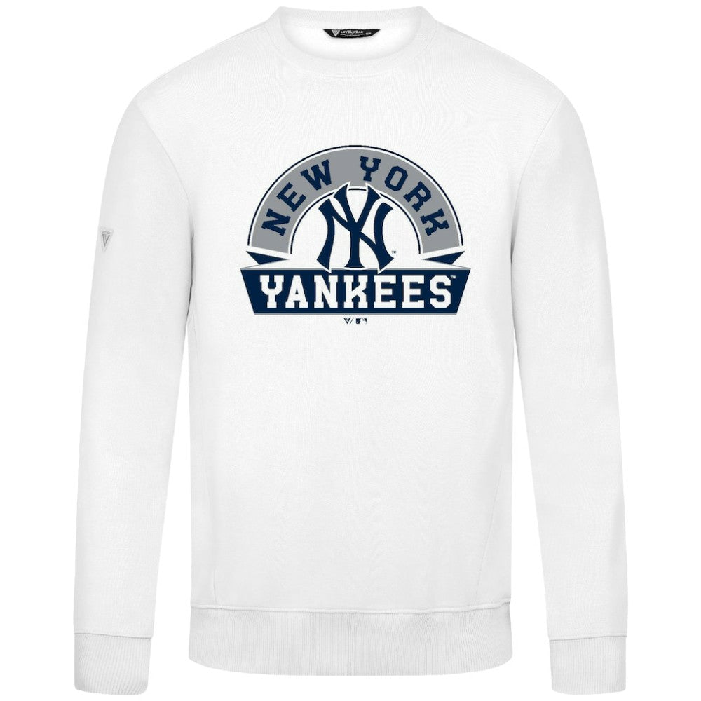 New York Yankees Levelwear Zane Banner Arch Sweatshirt - White Sweatshirts
