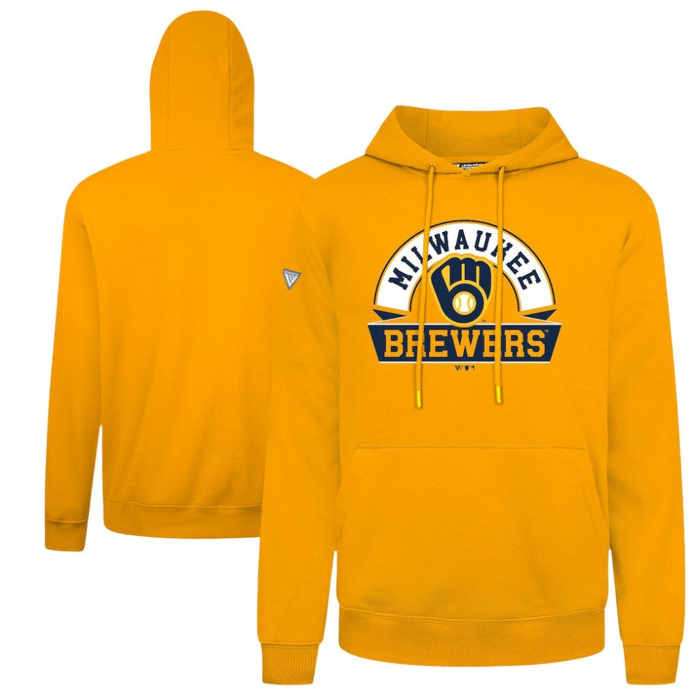 Milwaukee Brewers Levelwear Podium Banner Arch Hoodie - Gold Hoodies