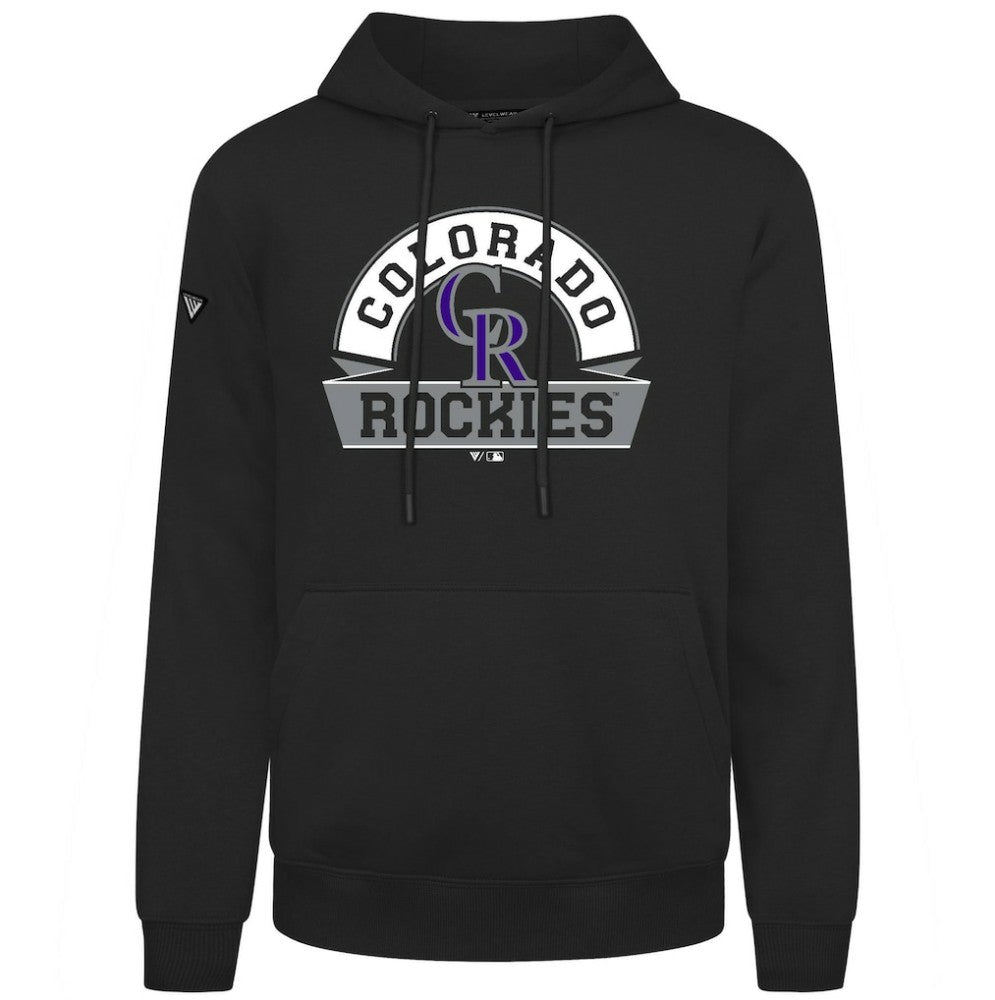 Colorado Rockies Levelwear Podium Banner Arch Hoodie - Black Hoodies