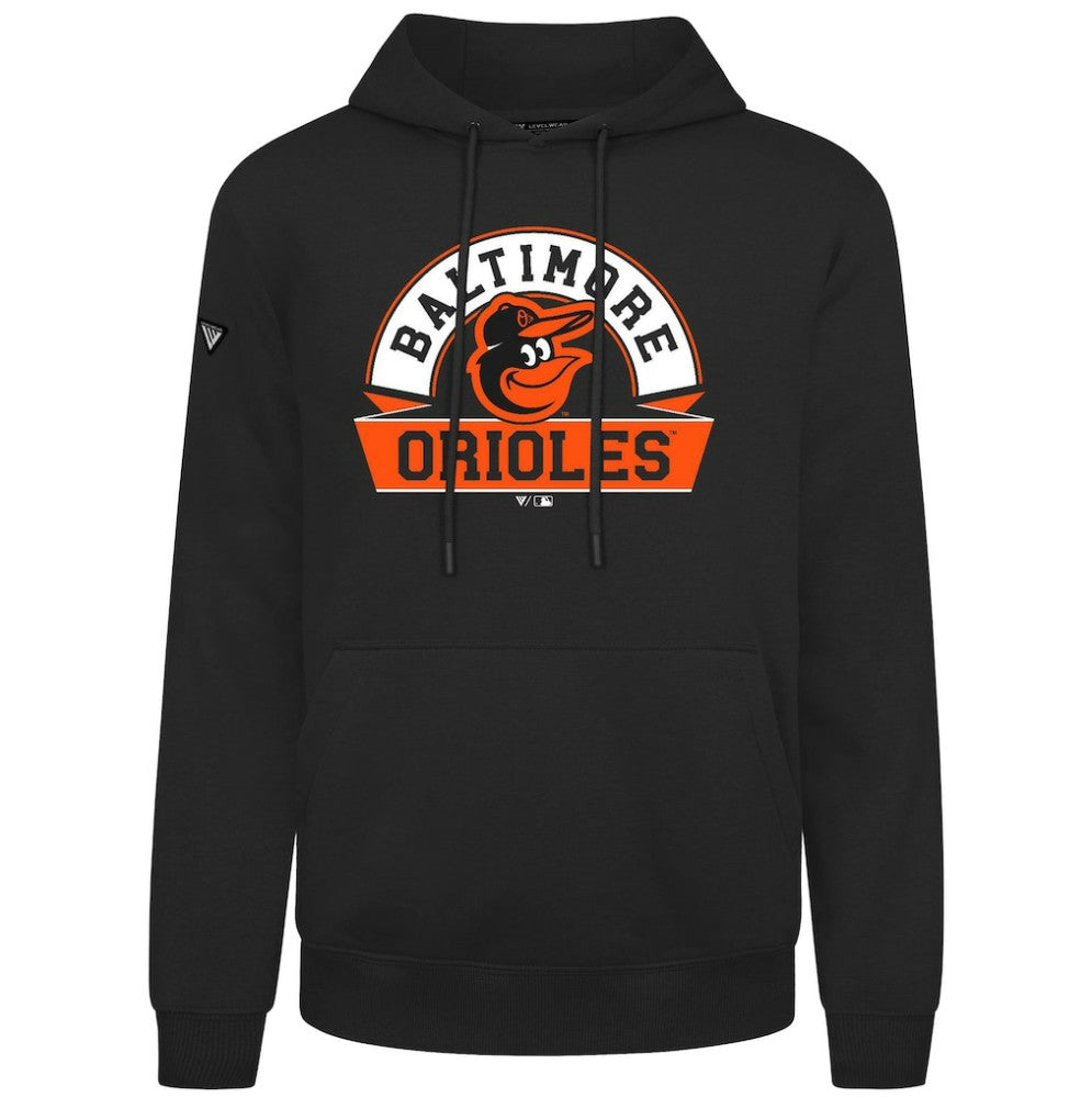 Baltimore Orioles Levelwear Podium Banner Arch Hoodie - Black Hoodies