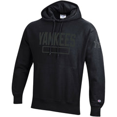 New York Yankees Champion Tonal Reverse Weave Fleece Hoodie - Black Hoodies
