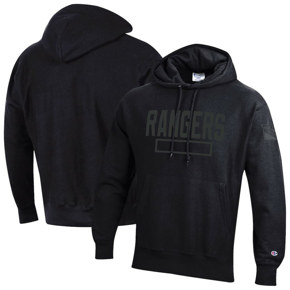 New York Rangers Champion Tonal Reverse Weave Fleece Hoodie - Black | US 203391358