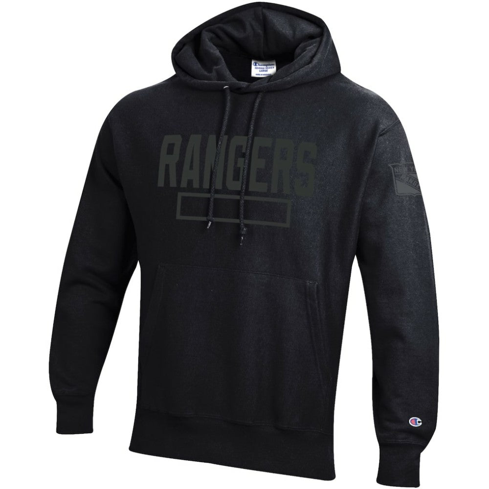 New York Rangers Champion Tonal Reverse Weave Fleece Hoodie - Black | US 203391358