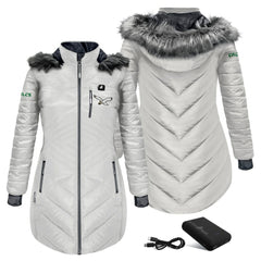 Philadelphia Eagles ActionHeat Women's 5V Battery Heated Long Puffer Full-Zip Hoodie Jacket - White Hoodies