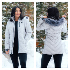 Philadelphia Eagles ActionHeat Women's 5V Battery Heated Long Puffer Full-Zip Hoodie Jacket - White Hoodies