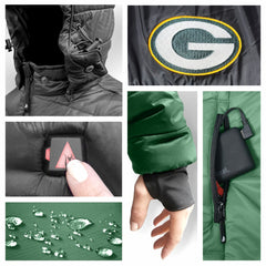 Green Bay Packers ActionHeat Women's 5V Battery Heated Insulated Puffer Full-Zip Jacket - Green/Black Jackets