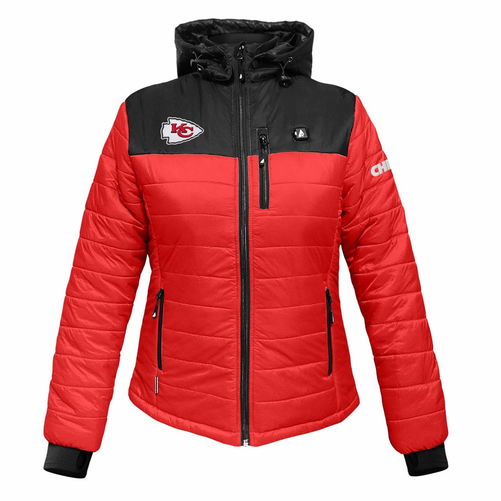 Kansas City Chiefs ActionHeat Women's 5V Battery Heated Insulated Puffer Full-Zip Jacket - Red/Black Jackets