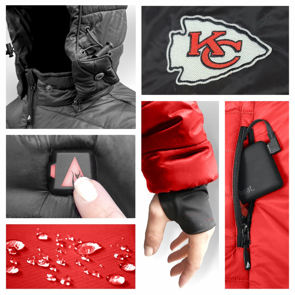 Kansas City Chiefs ActionHeat Women's 5V Battery Heated Insulated Puffer Full-Zip Jacket - Red/Black Jackets