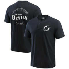 New Jersey Devils Darius Rucker Collection by Fanatics Fanatics Fest Washed Henley T-Shirt - Black | US 203392661