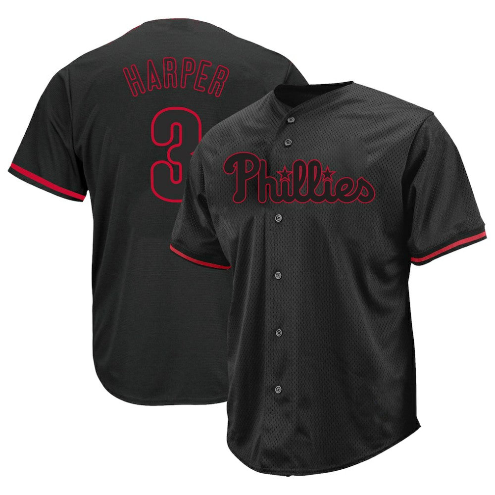 Bryce Harper Philadelphia Phillies Profile Big & Tall Pop Fashion Jersey - Black Jerseys