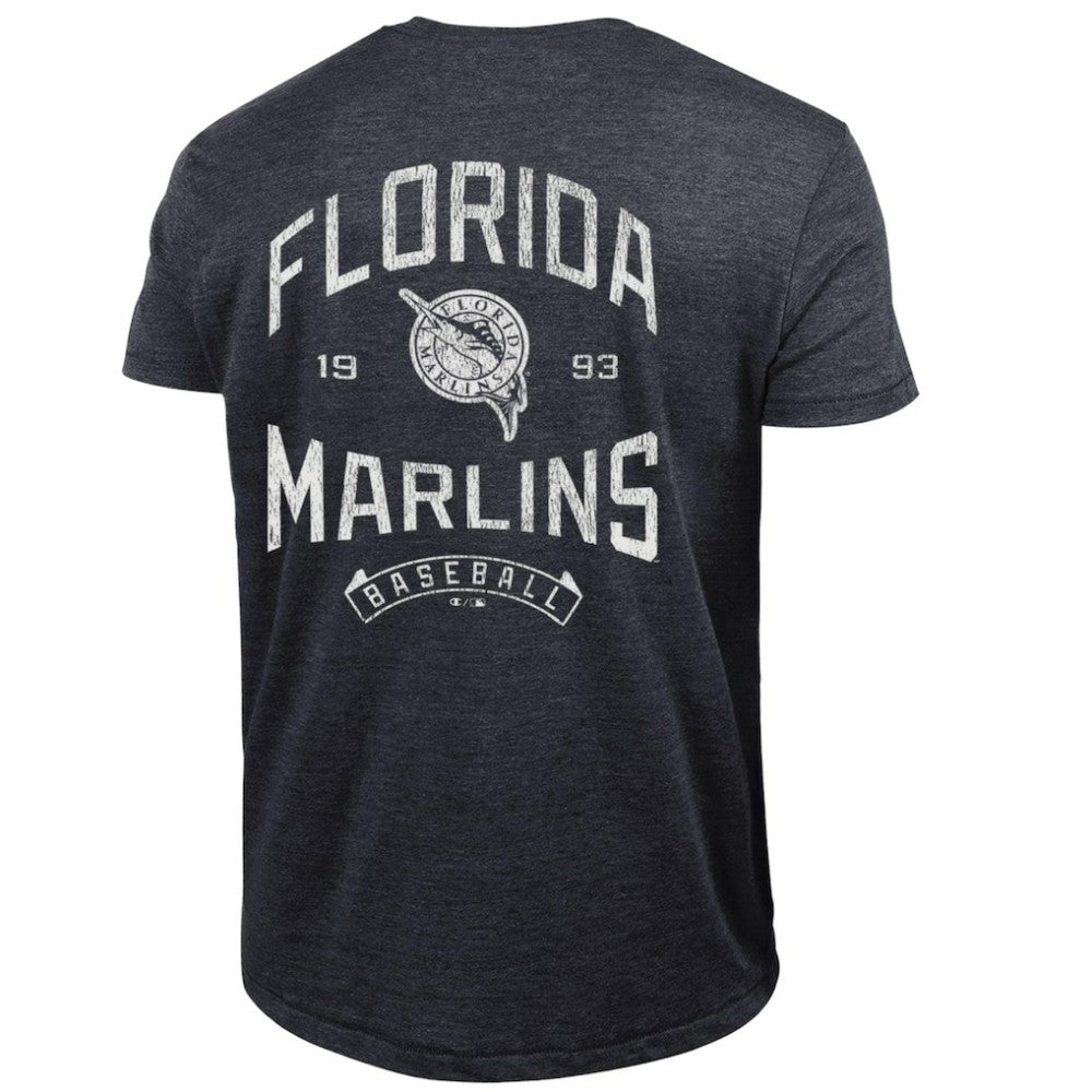 Miami Marlins Champion Vintage 3-Hit Tri-Blend T-Shirt - Black T-shirts