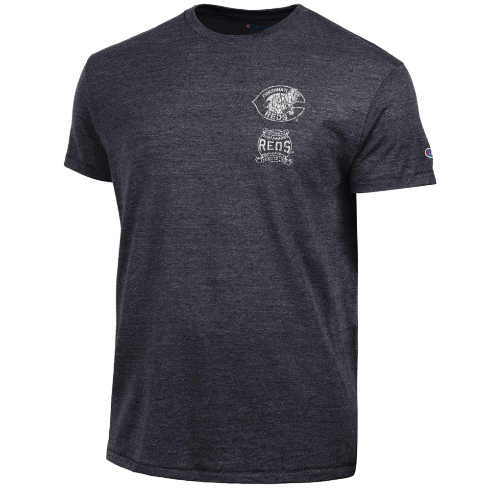Cincinnati Reds Champion Vintage 3-Hit Tri-Blend T-Shirt - Black T-shirts