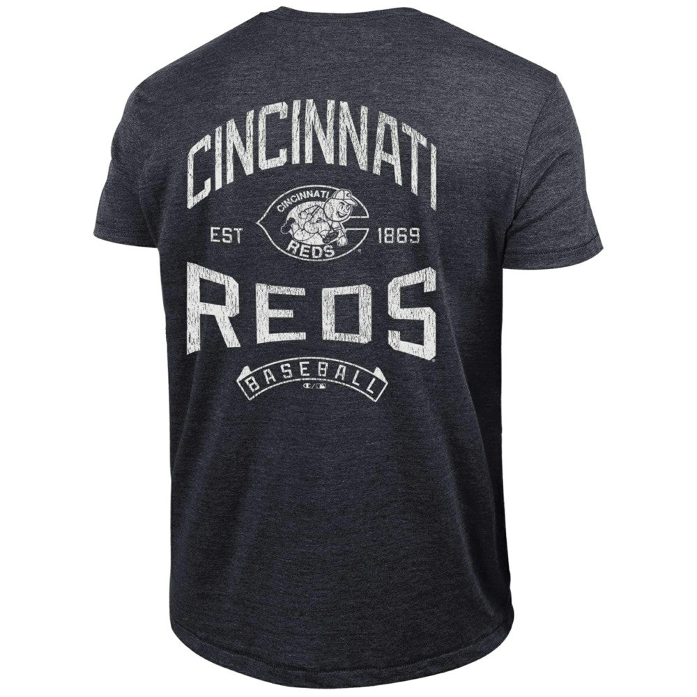 Cincinnati Reds Champion Vintage 3-Hit Tri-Blend T-Shirt - Black T-shirts