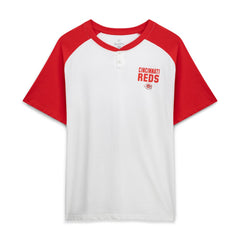 Elly De La Cruz Cincinnati Reds Profile Women's Plus Size Name & Number Raglan Henley T-Shirt - White T-shirts