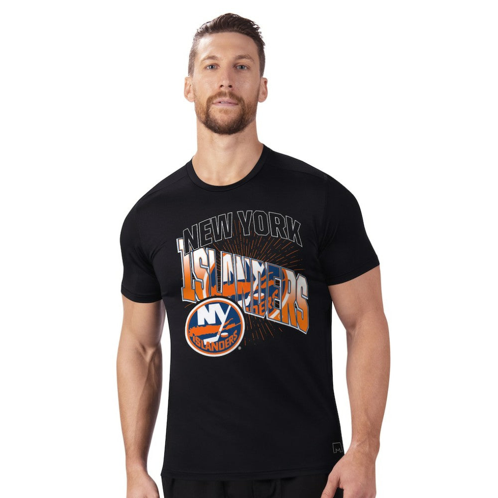 New York Islanders MSX by Michael Strahan Festive T-Shirt - Black | US 203393207